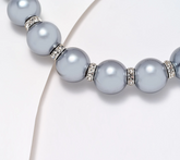 Joan Rivers Red Carpet Faux Grey Pearl Silvertone Necklace with Pave Spacers